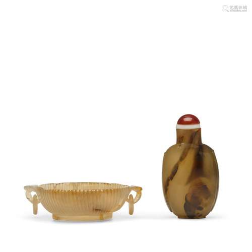 TWO AGATE CARVINGS  Late Qing dynasty/Republic period