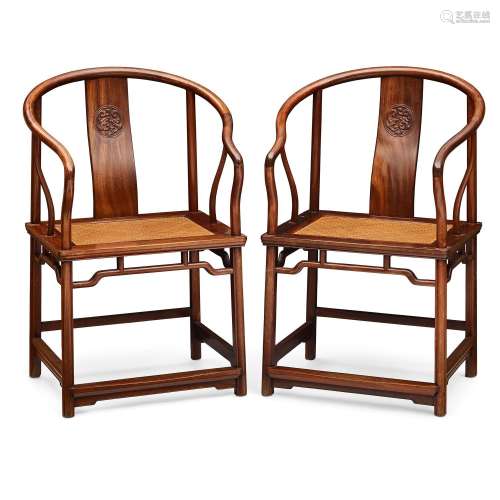 A PAIR OF TIELIMU CONTINUOUS HORSESHOE-BACK CHAIRS Republic ...