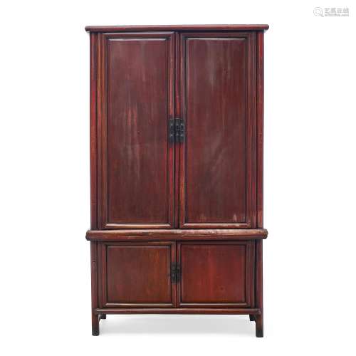 A HARDWOOD CHEST-ON-CHEST CABINET 20th century