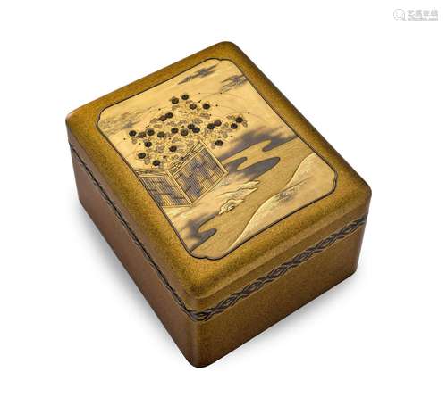 A SILVER-INLAID LACQUER TEBAKO (ACCESSORY BOX) Meiji era (18...