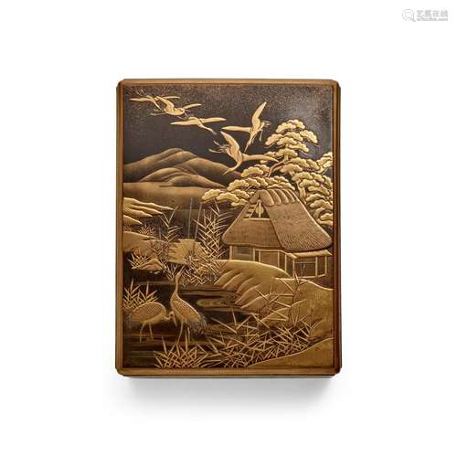 A BLACK AND GOLD LACQUER BOX AND COVER Meiji era (1868-1912)