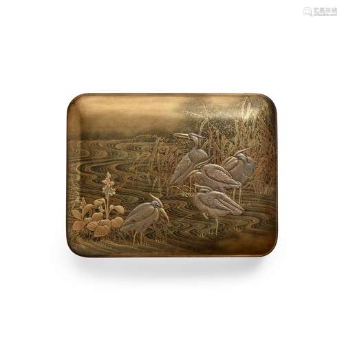 A GOLD LACQUER SMALL BOX AND COVER Meiji (1868-1912) or Tais...