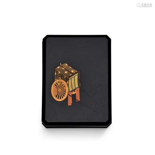 SHOZANDO TEIFU  A black lacquer writing box and cover Showa ...