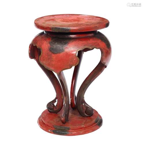 A RED LACQUER INCENSE STAND, K&#332;ZUKUE Edo period (16...