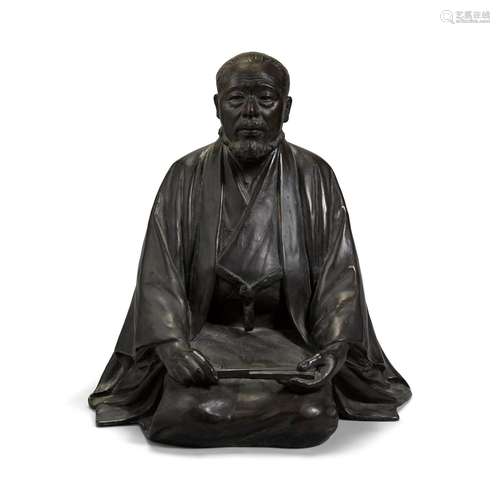 KITAMURA SHIKAI (1871-1927) A Bronze Figure of Yasuda Zenjir...