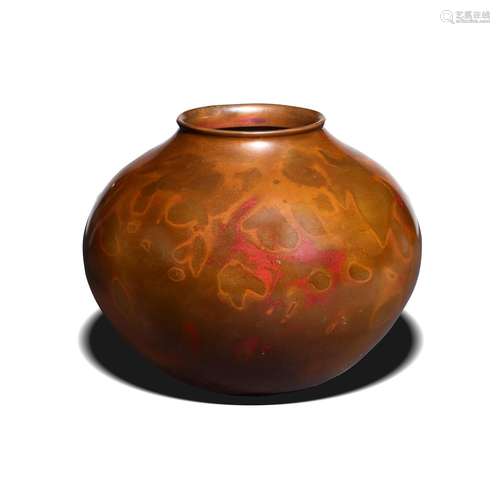 YAMAMOTO KOZAN (1892- ) A patinated bronze vase  Taisho (191...