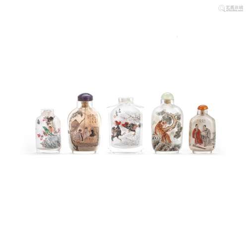 A GROUP OF FIVE INSIDE PAINTED SNUFF BOTTLES Republic/20th c...