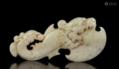 A JADE GROUP WITH A DRAGON AND A PHOENIX
China, 20th century