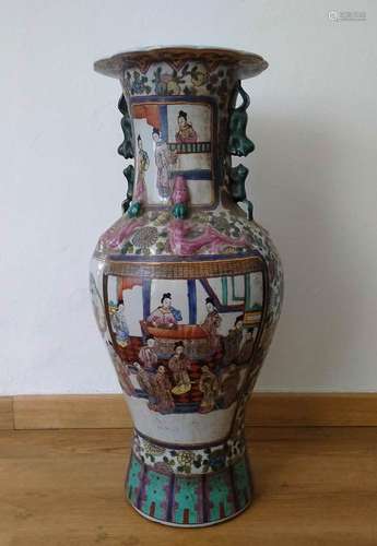 A LARGE ENAMELLED PORCELAIN BALUSTER VASE
China, 20th centur...