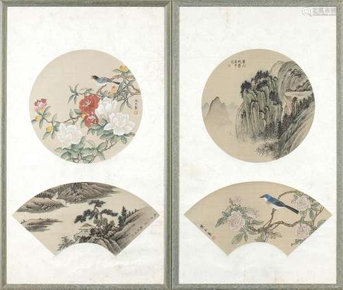 FOUR INK AND COLOURS PAINTINGS
China, 20th century