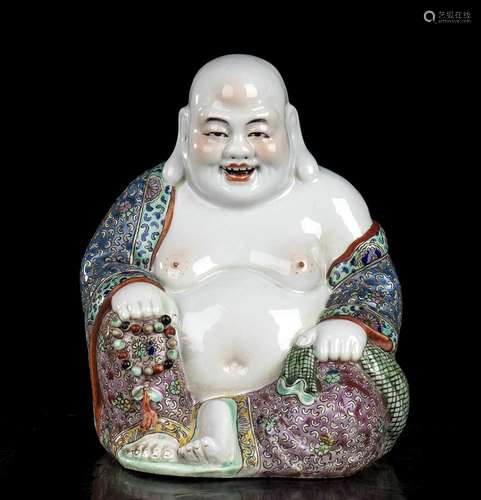 A POLYCHROME ENAMELLED PORCELAIN BUDAI
China, 20th century