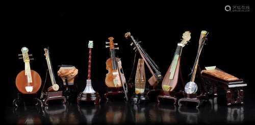 TEN STONE MUSICAL INSTRUMENTS MINIATURES  
China, 20th centu...