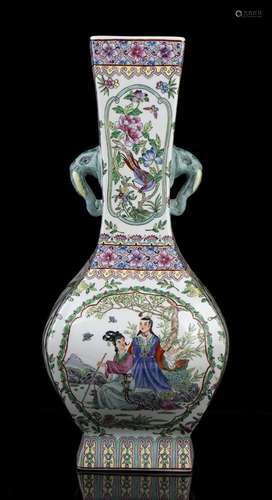 A POLYCHROME ENAMELLED PORCELAIN VASE
China, 20th century