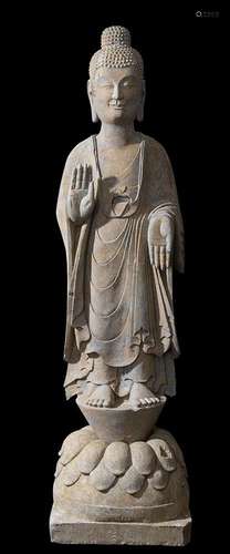 A LARGE STONE BUDDHA
China, 20th century