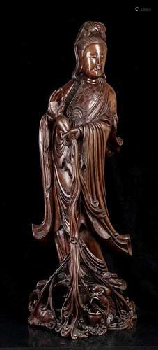 A LARGE WOOD GUANYIN
China, 20th century