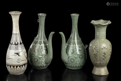 FOUR GLAZED CERAMIC VASES
Korea, 20th century