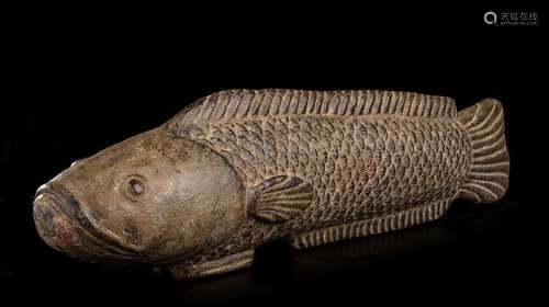 A STONE CARP WITH TRACES OF LACQUER
Japan, Edo period