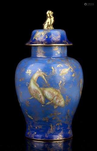 A PORCELAIN BALUSTER VASE AND LID
England, 20th century