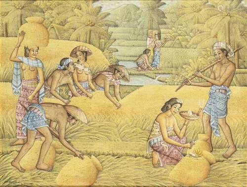 A COLOURS ON CANVAS PAINTING WITH A SCENE OF HARVESTING
Bali...