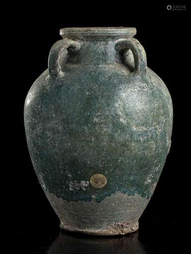 A TURQUOISE GLAZED CERAMIC VASE 
Iran, 12th-13th century