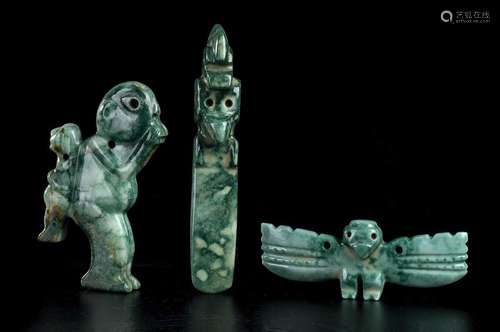 THREE GREEN STONE ITEMS
Pre-columbian style