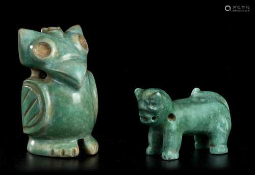 TWO JADE ANIMALS
Pre-columbian style