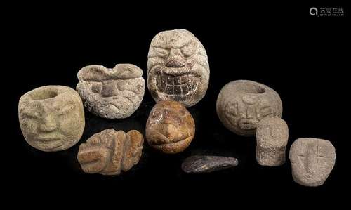 NINE POTTERY AND STONE ITEMS
Pre-columbian style