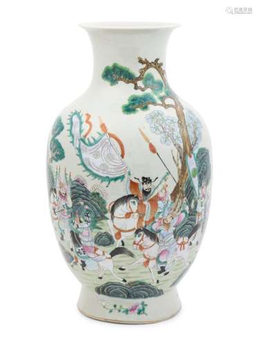 A Chinese Famille Rose Porcelain Baluster Vase