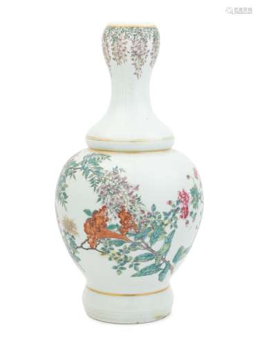 A Chinese Famille Rose Porcelain ‘Floral’ Vase
