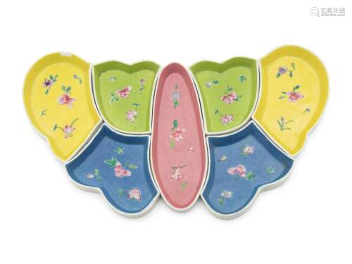 A Chinese Famille Rose Porcelain 'Butterfly' Sweetmeat Set