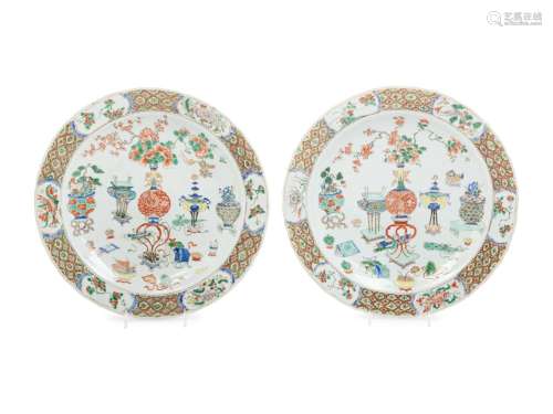 A Pair of Chinese Famille Rose Porcelain Chargers