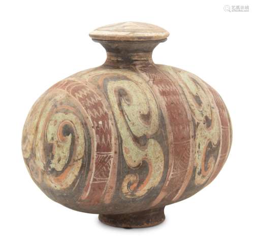 A Chinese Painted Pottery Cocoon Jar
