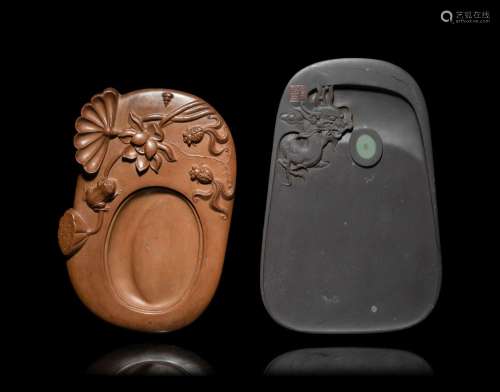 Two Chinese Carved Inkstones