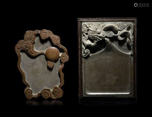 Two Chinese Carved Inkstones