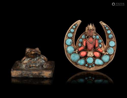 A Chinese Parcel Gilt Bronze Seal and A Tibetan Hardstone an...
