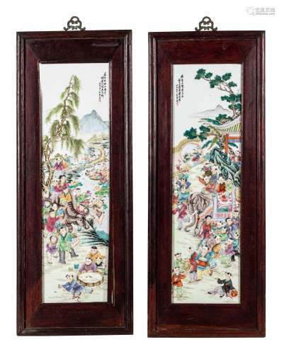 A Pair of Chinese Famille Rose Porcelain Plaques
