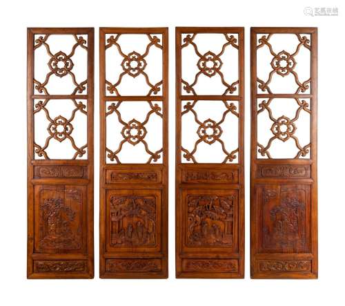 A Set of Four Chinese Softwood Door Panels