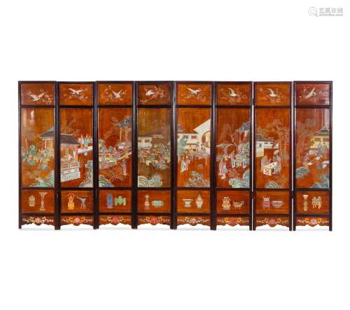 A Chinese Coromandel Eight-Panel Floor Screen 