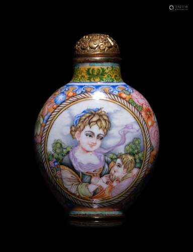 A Chinese Painted Enamel on Copper Snuff Bottle