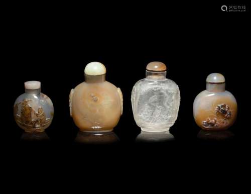 Four Chinese Hardstone Snuff Bottles