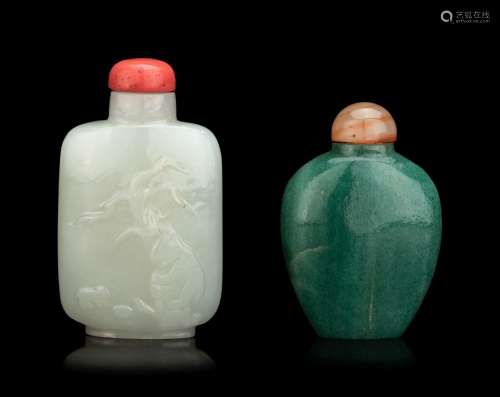 Two Chinese Hardstone Snuff Bottles