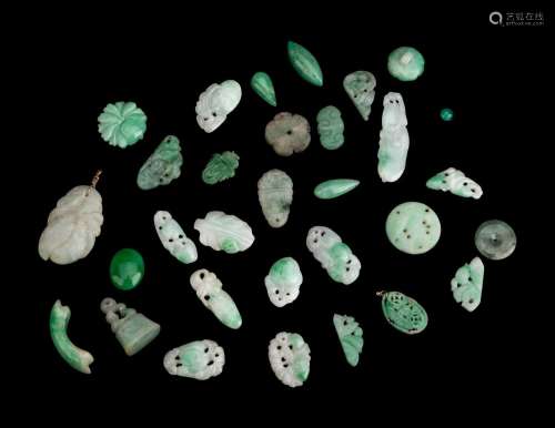 A Group of Chinese Jadeite Jewelry Pieces