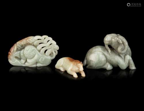 Three Chinese Jadeite Figures of Animals
