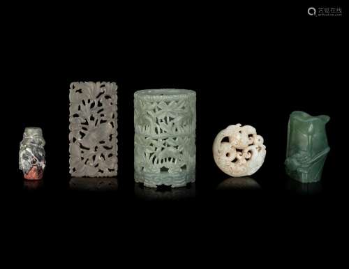 Five Chinese Jade and Hardstone Articles