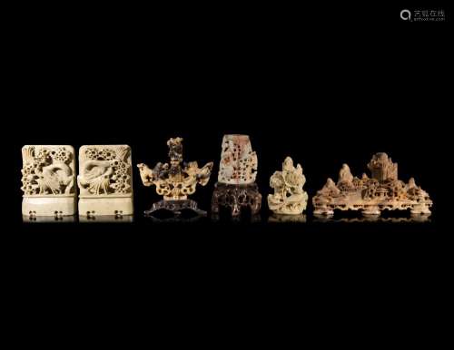 Six Chinese Carved Soapstone Articles