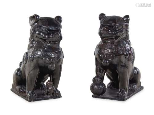 A Pair of Large Chinese Hardstone Fu Lions