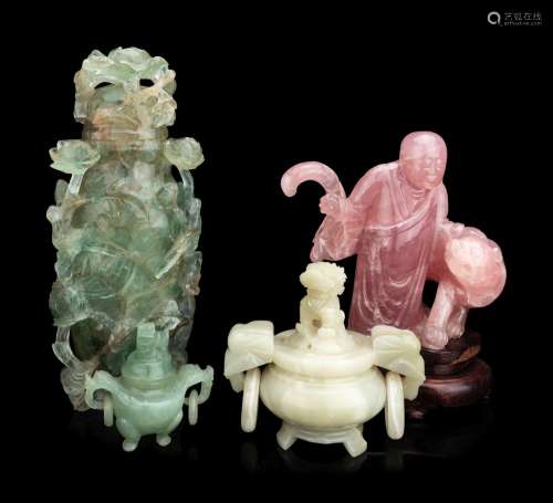 Four Chinese Carved Hardstone Articles