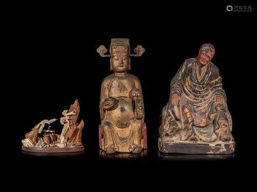 Three Asian Carved Wood Articles