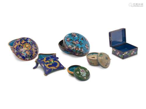 Six Chinese Cloisonné Enamel Covered Boxes