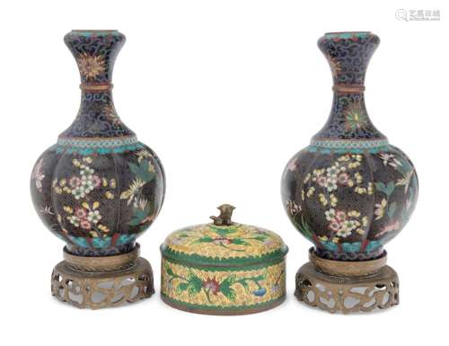 Three Chinese Cloisonné Vessels